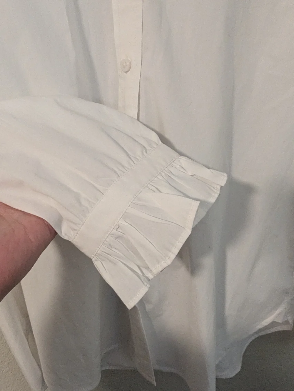 J. Crew, White Ruffle Collar Button-Down Shirt,M - Picture 5 of 6